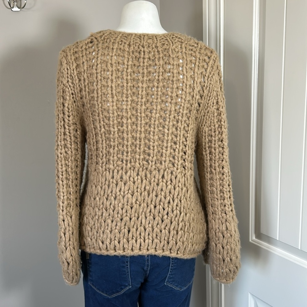 Anthropologie Moon River Delaney Sweater Pullover Chunky Knit Tan Sz XS - Picture 7 of 14